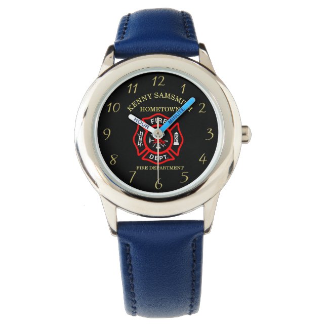 Fire Department logo Black And Red Badge Watch (Front)