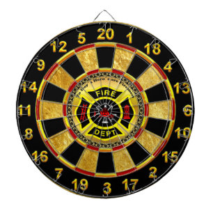 Fire Department logo Black And Yellow Badge Dartboard