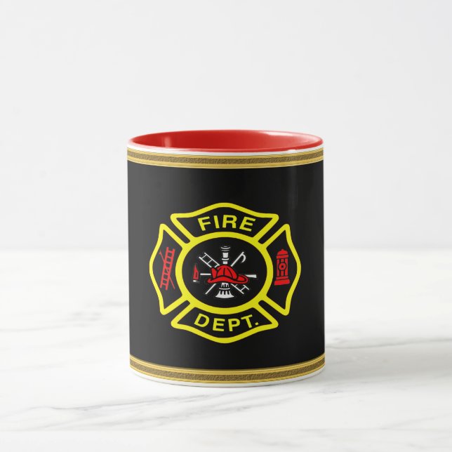 Fire Department logo Black And Yellow Badge Mug (Center)