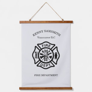 Fire Department logo Black  Hanging Tapestry