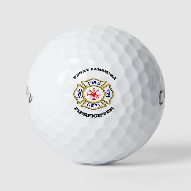 Fire Department logo Blue And White Badge Golf Balls (Front)