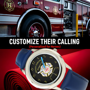Fire Department logo Blue And White Badge Watch