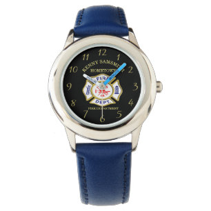 Fire Department logo Blue And White Badge Watch