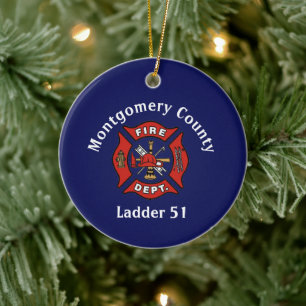 Fire Department Logo Custom   Ceramic Ornament