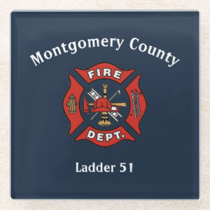 Fire Department Logo Custom Glass Coaster