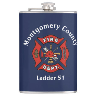 Fire Department Logo Custom  Hip Flask