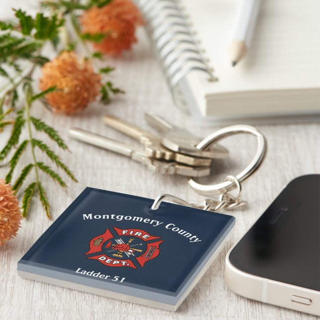 Fire Department Logo Custom Key Ring (Front Right)