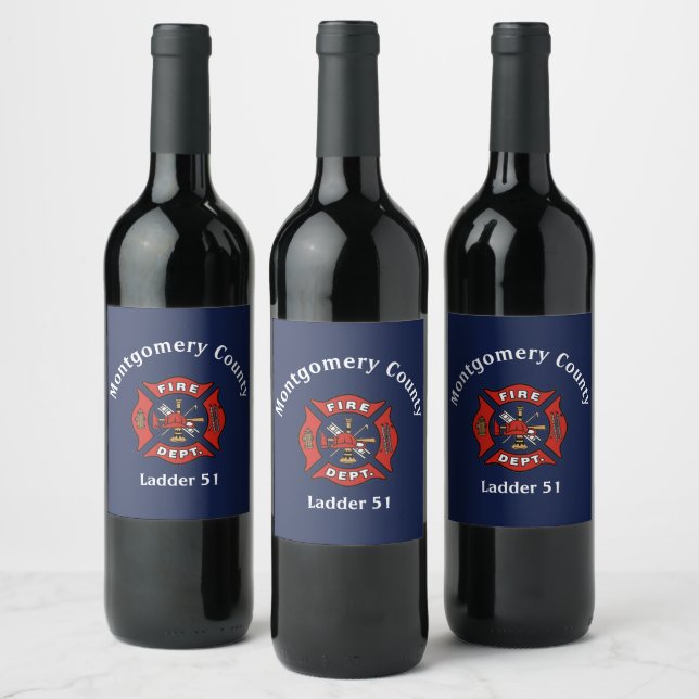 Fire Department Logo Custom  Wine Label (Bottles)