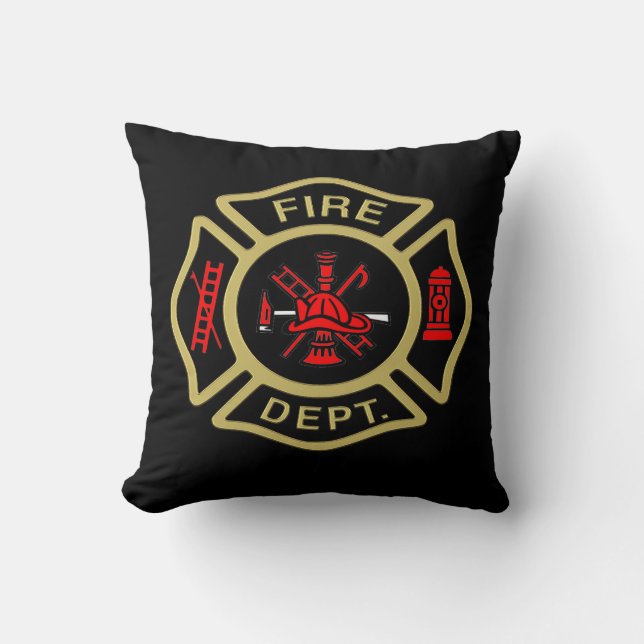 Fire Department logo Gold And Back Badge gold (bl) Cushion (Front)