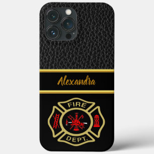 Fire Department logo Gold And Back Badge gold Case