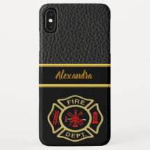 Fire Department logo Gold And Back Badge gold