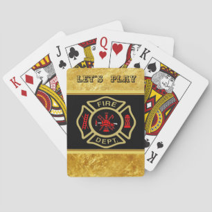 Fire Department logo Gold And Back Badge gold Playing Cards