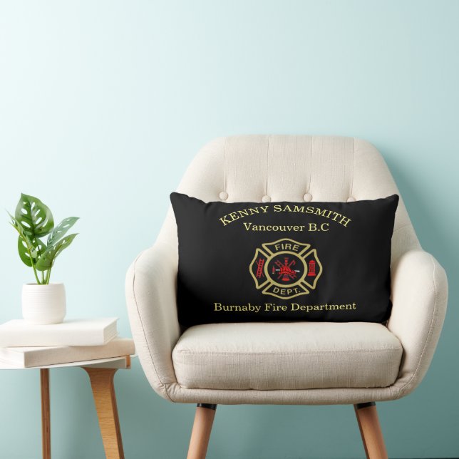 Fire Department logo Gold And Back Badge  Lumbar Cushion (Chair)