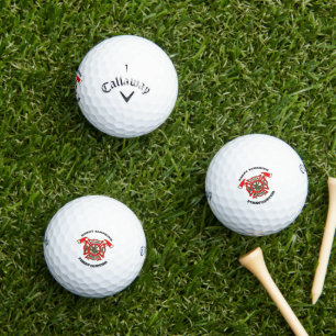 Fire Department logo Gold And Red Badge With Axes Golf Balls