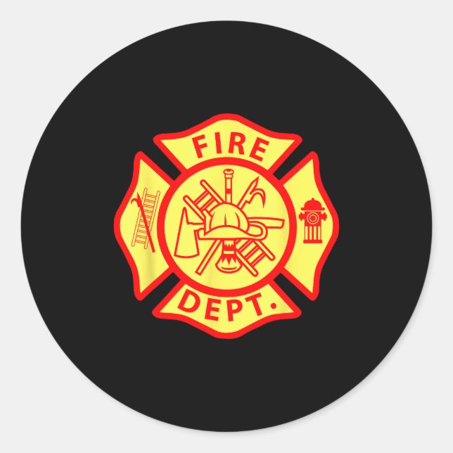 Fire Department Logo Uniform Fireman Symbol Firefi Classic Round Sticker (Front)