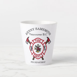 Fire Department logo White And Red Badge Latte Mug