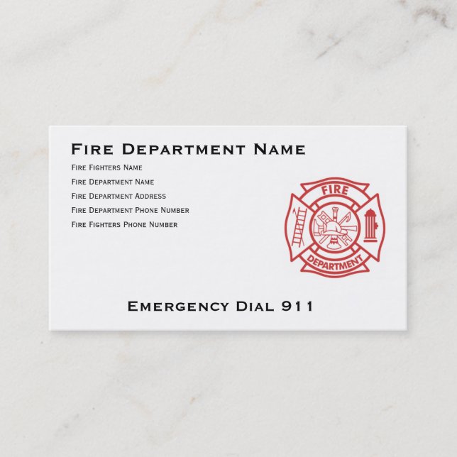 Fire Department Maltese Cross Business Card (Front)