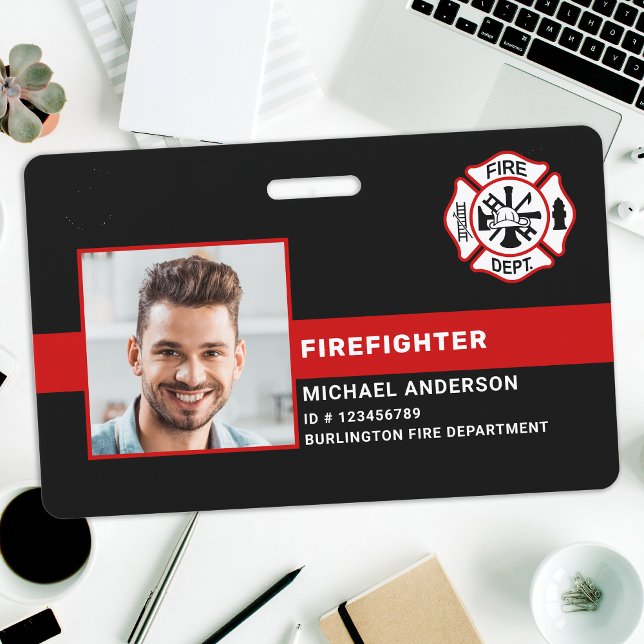 Fire Department Personalised Photo Firefighter ID Badge (Creator Uploaded)
