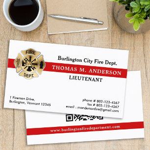Fire Department Personalised QR Code Firefighter  Business Card