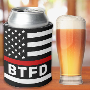 Fire Department Personalized Thin Red Line Can Coo Can Cooler