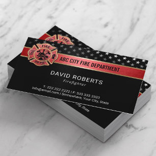 Fire Department Professional Firefighter Black Business Card