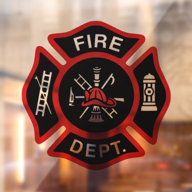 Fire Department Red Maltese Cross Window Cling (Sheet 2)