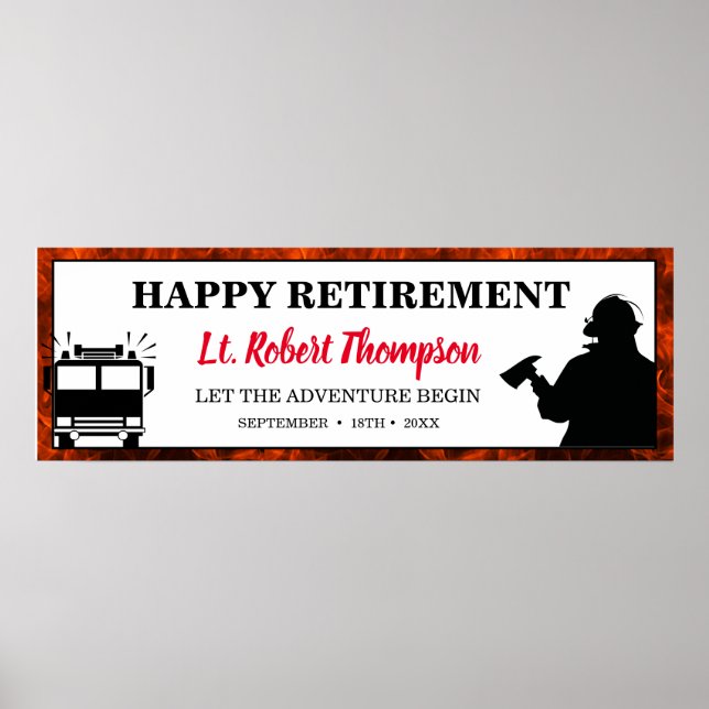 Fire Department Retirement Personalised Poster (Front)