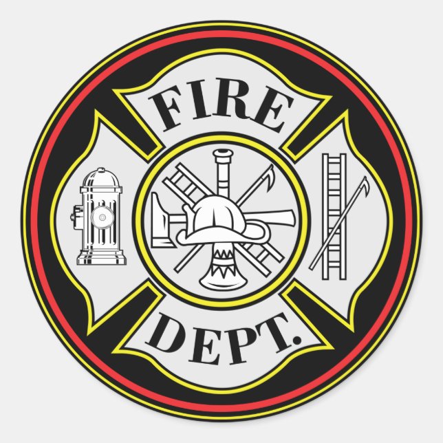 Fire Department Round Badge Classic Round Sticker (Front)