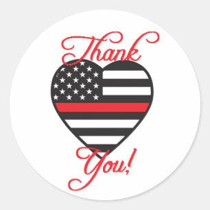 Fire Department Thank You Heart Classic Round Sticker