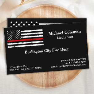 Fire Department Thin Red Line Firefighter Business Card
