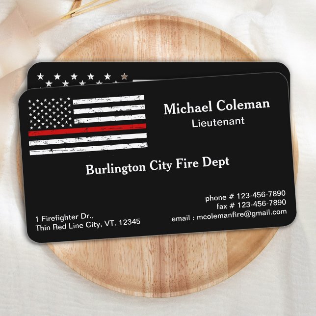 Fire Department Thin Red Line Premium Firefighter Business Card (Creator Uploaded)