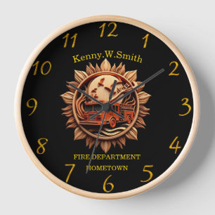 Fire Departments Badge radiating prestige, Honour Clock