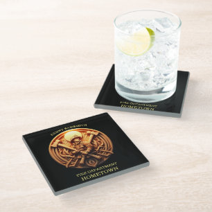 Fire Departments Badge symbolizing bravery Glass Coaster
