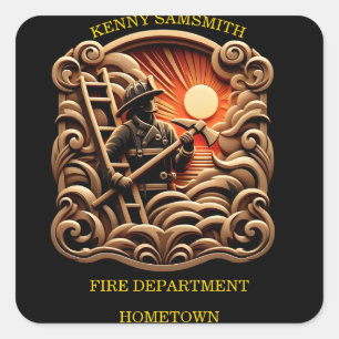 Fire Departments Badge symbolizing bravery Square Sticker