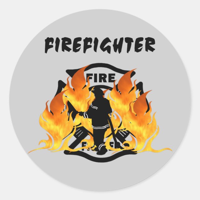 Fire Dept Flames Classic Round Sticker (Front)