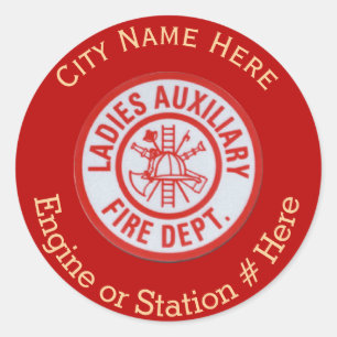 Fire Dept Ladies  Auxiliary  Custom Round Sticker