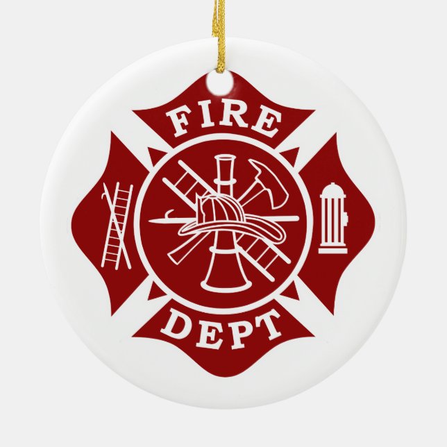 Fire Dept Maltese Cross Circle Ornament (Back)