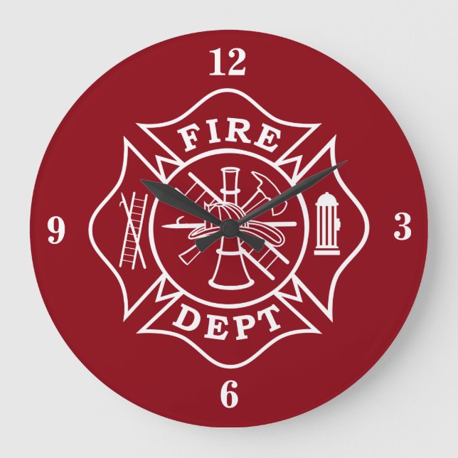 Fire Dept Maltese Cross Large Wall Clock (Front)