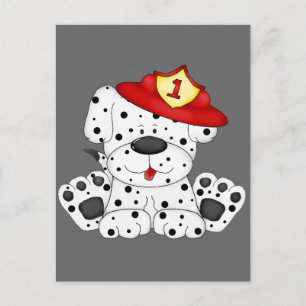 Fire Dog Dalmation and Hat Postcard