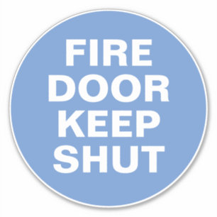 Fire Door Sign - Blue & White Sign Sticker