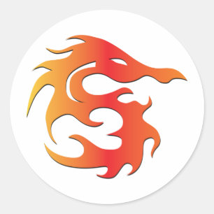 Fire Dragon Classic Round Sticker