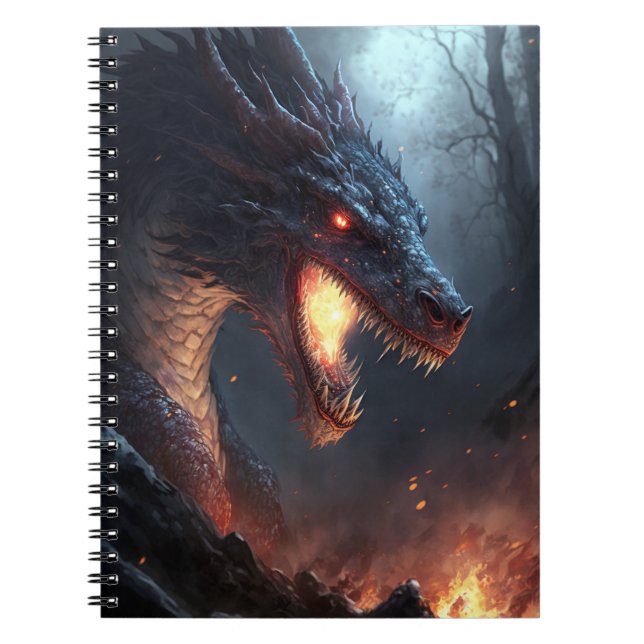 Fire Dragon Fantasy Art Notebook (Front)