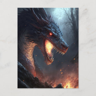 Fire Dragon Fantasy Art Postcard