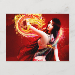Fire Dragon Girl Postcard