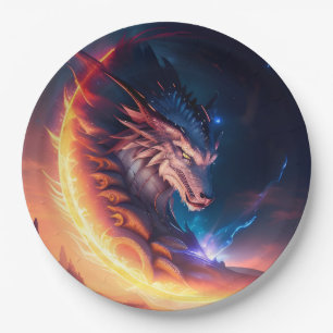Fire Dragon Landscape Paper Plate