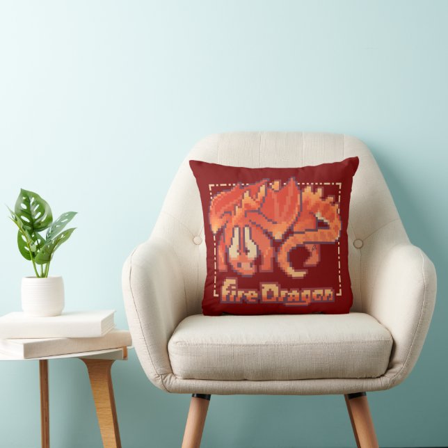 Fire Dragon, Pixel Art, pixelart Cushion (Chair)