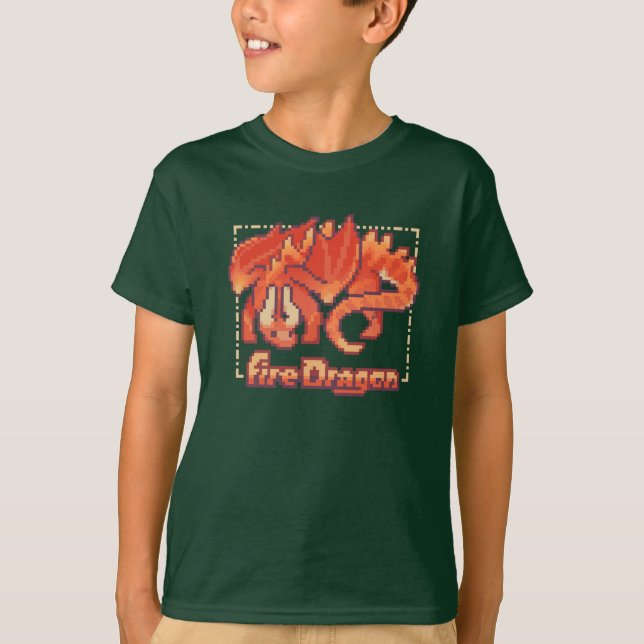Fire dragon pixel art T-Shirt (Front)