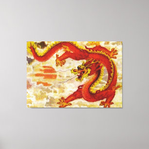 Fire Dragon Stretched Canvas Print