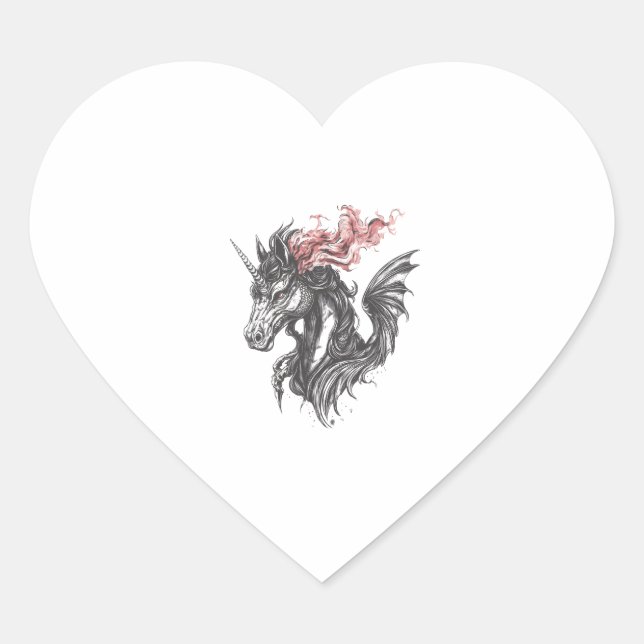 Fire Dragon Unicorn Hybrid (1) Heart Sticker (Front)