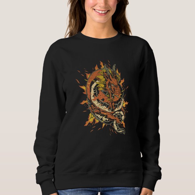 Fire Dragon with dragon fire and fire breathing dr Sweatshirt (Front)